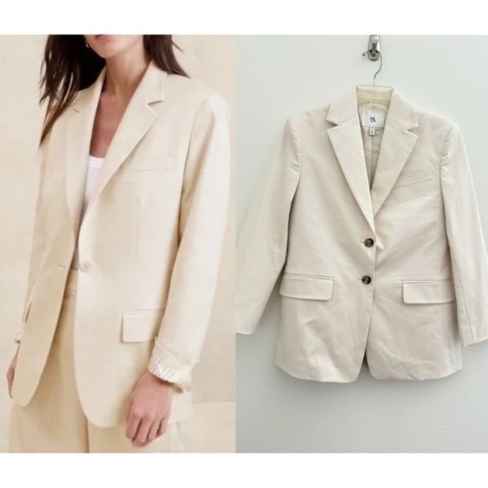 NEW Banana Republic Oversized Blazer in Transition Cream Women's 0 Petite 0P